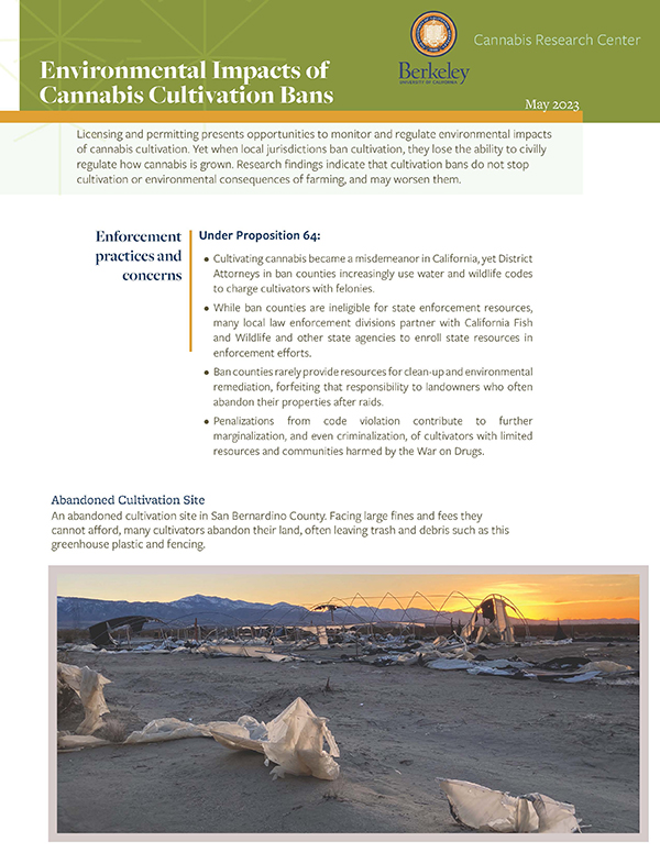 Environmental Impacts of Local Cannabis Cultivation Bans